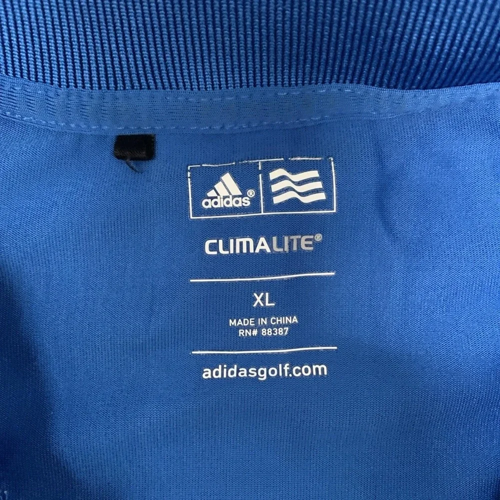 Adidas Golf Polo Climalite Mens XL Blue Horizontal Stripes‎ Wicking Quick Dry